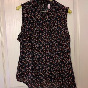 black high neck floral tank top